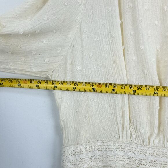 Knox Rose Clip Swiss Dot Ruffle Flared Sleeve Tiered Maxi Dress Ivory Size L - Picture 16 of 16